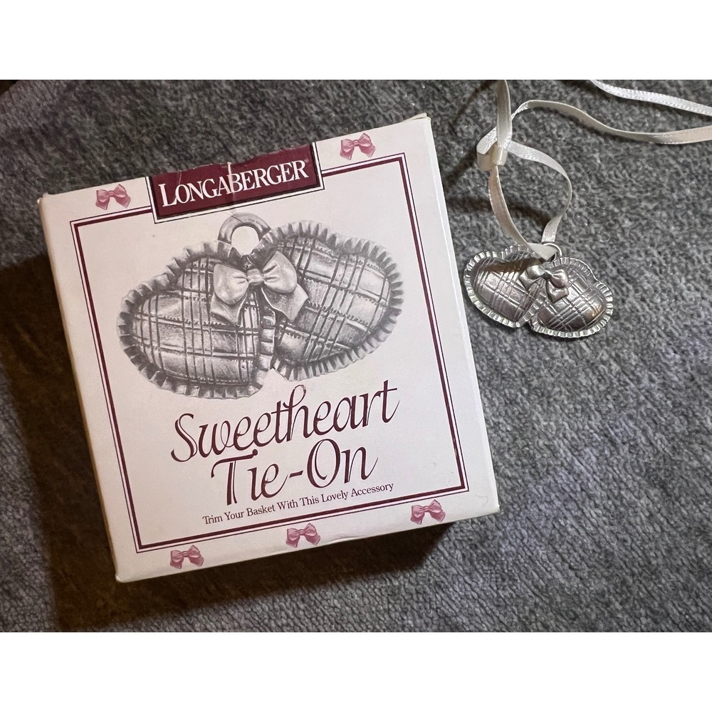 Longaberger Sweetheart Tie-On‎ Basket Charm 1997 Vintage Silver Heart Ornament